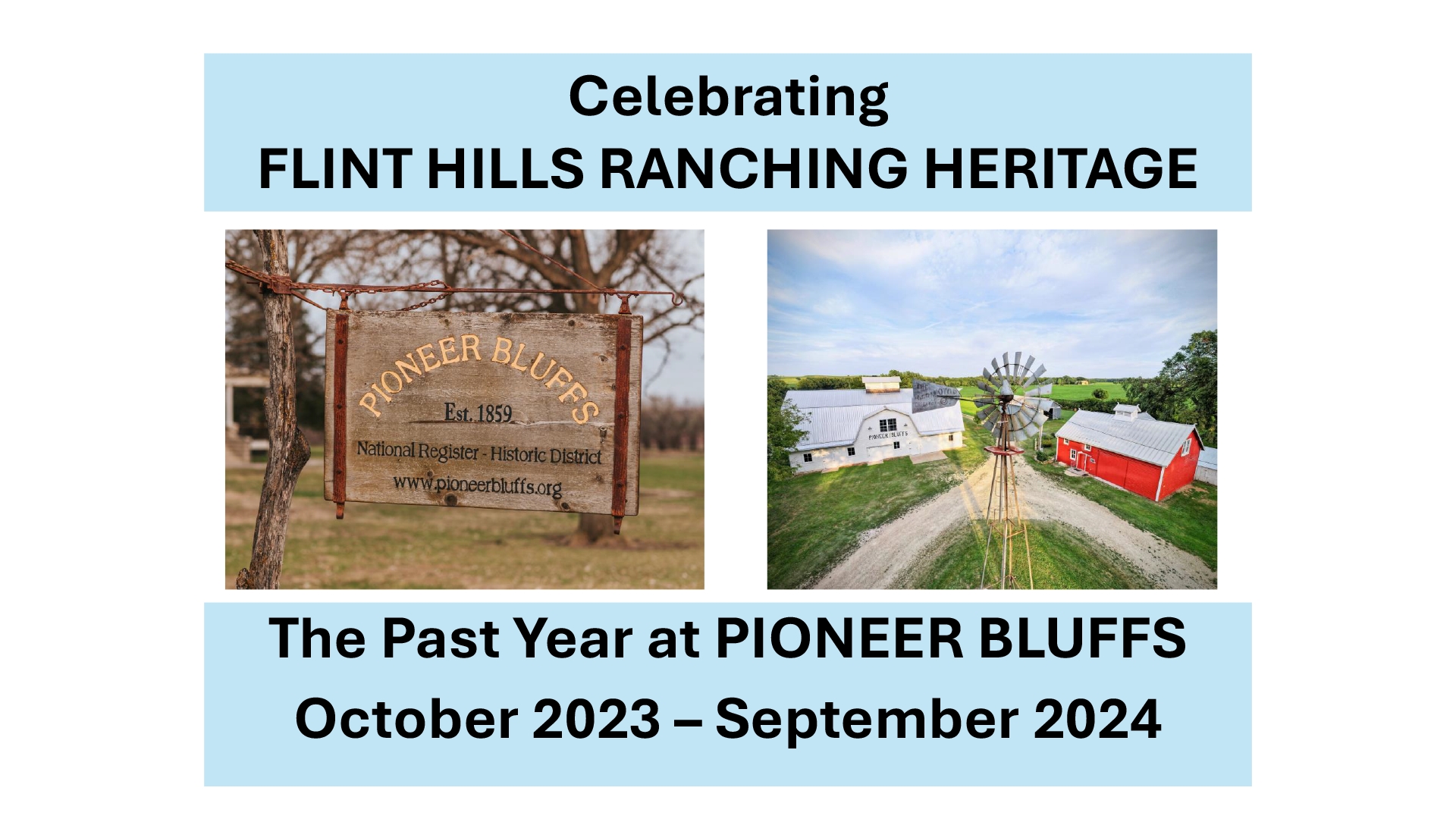 Pioneer Bluffs Year in Review 2024 title slide